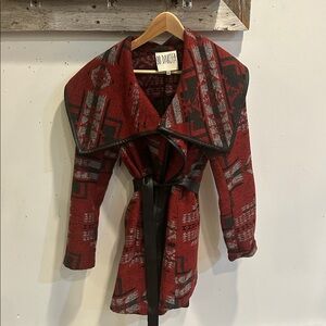 BB Dakota Red and Black Patterned Coat